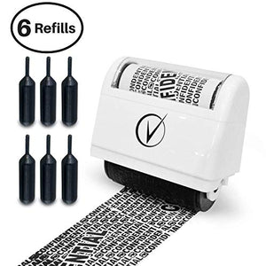 Vantamo Identity Theft Protection Roller Stamp Wide Kit, Including 3-Pack Refills