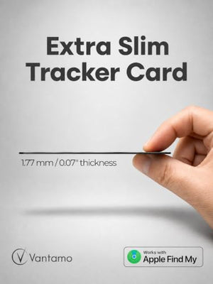 Vantamo Ultra-Thin Wallet Tracker Card, Apple MFi Certified, IP68 Waterproof Bluetooth Smart Card Wallet Tracker & Passport, Work with Apple Find My, Wireless Charging, iOS Only