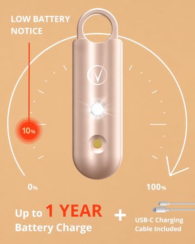 Vantamo Personal Alarm for Self Defense with Low Battery Notice, Strobe Light &amp; Extra Loud 130 dB Double Speakers Safety Keychain Set for Women, Rechargeable Panic Button for Womens Self Defense