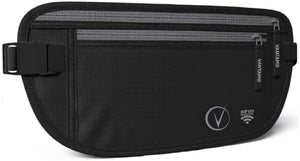 Vantamo Hidden Money Belt For Extra Safety, RFID Protected Ultra-Thin Fanny Pack, 2 Compartment Money Bag Fits Passport & Phone to Protect Valuables, Belt Bag for Traveling, Hiking & Walks