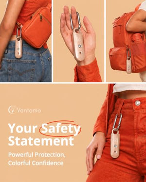 Vantamo Personal Alarm for Self Defense with Low Battery Notice, Strobe Light & Extra Loud 130 dB Double Speakers Safety Keychain Set for Women, Rechargeable Panic Button for Womens Self Defense