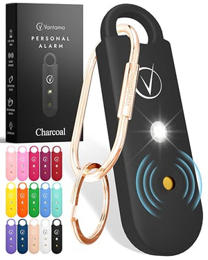 Vantamo Personal Alarm for Self Defense with Low Battery Notice, Strobe Light & Extra Loud 130 dB Double Speakers Safety Keychain Set for Women, Rechargeable Panic Button for Womens Self Defense