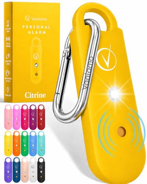 Vantamo Personal Alarm for Self Defense with Low Battery Notice, Strobe Light & Extra Loud 130 dB Double Speakers Safety Keychain Set for Women, Rechargeable Panic Button for Womens Self Defense