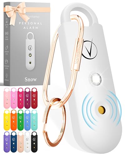 Vantamo Personal Alarm for Self Defense with Low Battery Notice, Strobe Light &amp; Extra Loud 130 dB Double Speakers Safety Keychain Set for Women, Rechargeable Panic Button for Womens Self Defense