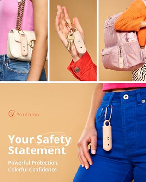 Vantamo Personal Alarm for Self Defense with Low Battery Notice, Strobe Light & Extra Loud 130 dB Double Speakers Safety Keychain Set for Women, Rechargeable Panic Button for Womens Self Defense
