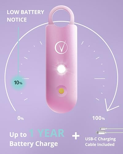 Vantamo Personal Alarm for Self Defense with Low Battery Notice, Strobe Light &amp; Extra Loud 130 dB Double Speakers Safety Keychain Set for Women, Rechargeable Panic Button for Womens Self Defense