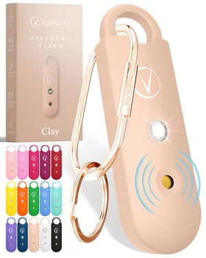 Vantamo Personal Alarm for Self Defense with Low Battery Notice, Strobe Light & Extra Loud 130 dB Double Speakers Safety Keychain Set for Women, Rechargeable Panic Button for Womens Self Defense