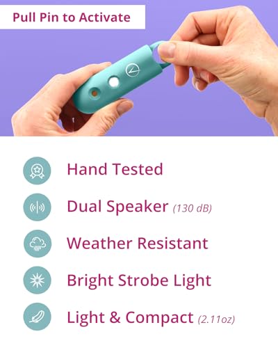 Vantamo Personal Alarm for Self Defense with Low Battery Notice, Strobe Light &amp; Extra Loud 130 dB Double Speakers Safety Keychain Set for Women, Rechargeable Panic Button for Womens Self Defense