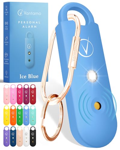 Vantamo Personal Alarm for Self Defense with Low Battery Notice, Strobe Light &amp; Extra Loud 130 dB Double Speakers Safety Keychain Set for Women, Rechargeable Panic Button for Womens Self Defense