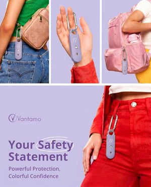 Vantamo Personal Alarm for Self Defense with Low Battery Notice, Strobe Light & Extra Loud 130 dB Double Speakers Safety Keychain Set for Women, Rechargeable Panic Button for Womens Self Defense
