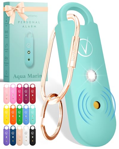 Vantamo Personal Alarm for Self Defense with Low Battery Notice, Strobe Light & Extra Loud 130 dB Double Speakers Safety Keychain Set for Women, Rechargeable Panic Button for Womens Self Defense