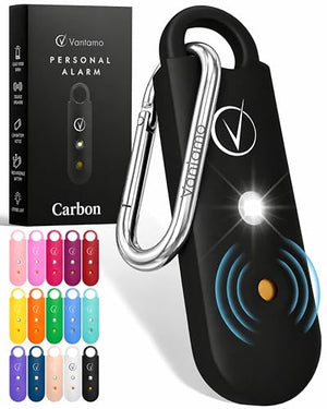 Vantamo Personal Alarm for Self Defense with Low Battery Notice, Strobe Light & Extra Loud 130 dB Double Speakers Safety Keychain Set for Women, Rechargeable Panic Button for Womens Self Defense