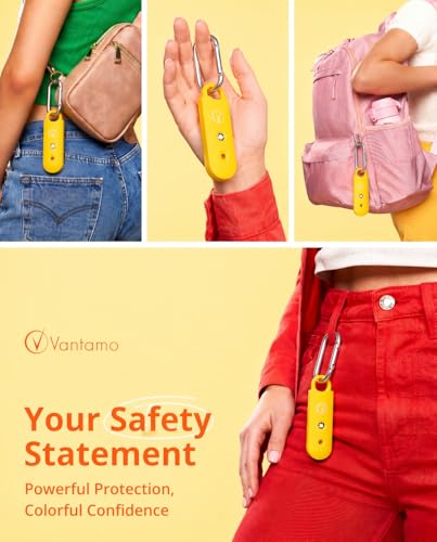Vantamo Personal Alarm for Self Defense with Low Battery Notice, Strobe Light &amp; Extra Loud 130 dB Double Speakers Safety Keychain Set for Women, Rechargeable Panic Button for Womens Self Defense