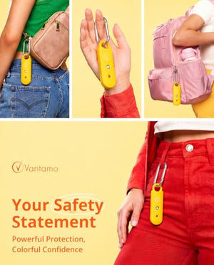 Vantamo Personal Alarm for Self Defense with Low Battery Notice, Strobe Light & Extra Loud 130 dB Double Speakers Safety Keychain Set for Women, Rechargeable Panic Button for Womens Self Defense