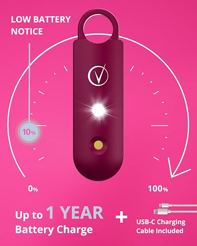 Vantamo Personal Alarm for Self Defense with Low Battery Notice, Strobe Light &amp; Extra Loud 130 dB Double Speakers Safety Keychain Set for Women, Rechargeable Panic Button for Womens Self Defense