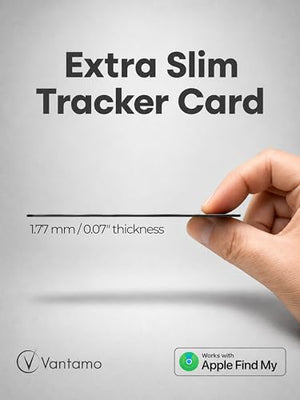Vantamo Ultra-Thin Wallet Tracker Card, Apple MFi Certified, IP68 Waterproof Bluetooth Smart Card Wallet Tracker & Passport, Work with Apple Find My, Wireless Charging, iOS Only