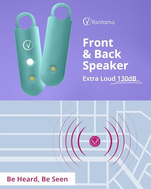 Vantamo Personal Alarm for Self Defense with Low Battery Notice, Strobe Light & Extra Loud 130 dB Double Speakers Safety Keychain Set for Women, Rechargeable Panic Button for Womens Self Defense