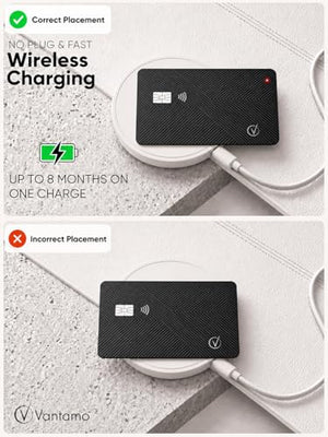 Vantamo Ultra-Thin Wallet Tracker Card, Apple MFi Certified, IP68 Waterproof Bluetooth Smart Card Wallet Tracker & Passport, Work with Apple Find My, Wireless Charging, iOS Only