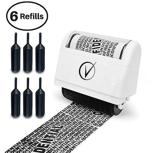 Vantamo Identity Protection Roller Stamps Wide Kit, Including 3-Pack Refills - Designed for Secure Confidential ID Blackout Security, Anti Theft and Privacy Safety (4-Pack Black)