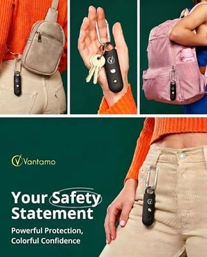 Vantamo Personal Alarm for Self Defense with Low Battery Notice, Strobe Light & Extra Loud 130 dB Double Speakers Safety Keychain Set for Women, Rechargeable Panic Button for Womens Self Defense