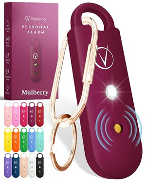 Vantamo Personal Alarm for Self Defense with Low Battery Notice, Strobe Light & Extra Loud 130 dB Double Speakers Safety Keychain Set for Women, Rechargeable Panic Button for Womens Self Defense