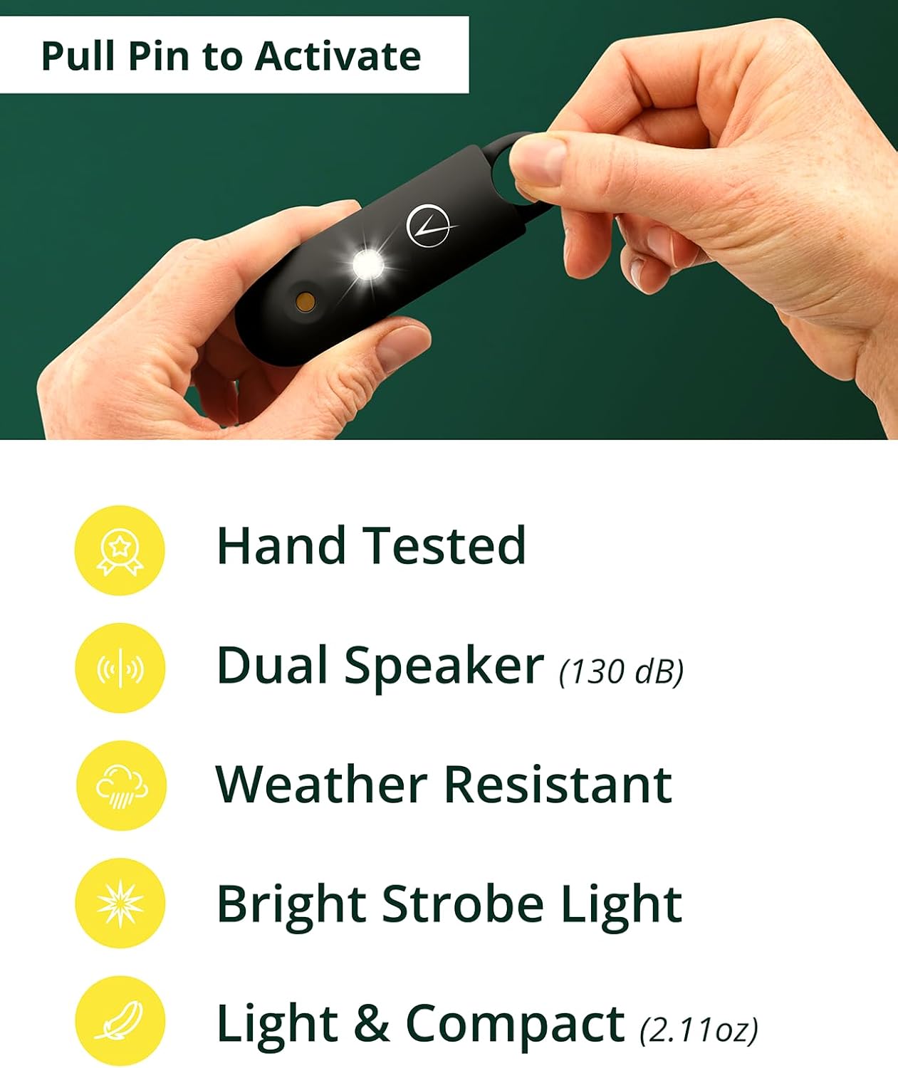 Vantamo Personal Alarm for Women - Extra Loud Double Speakers, First with Low Battery Notice with Strobe Light, Rechargeable - Safety Alarm Keychain