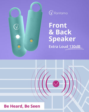 Vantamo Personal Alarm for Self Defense with Low Battery Notice, Strobe Light & Extra Loud 130 dB Double Speakers Safety Keychain Set for Women, Rechargeable Panic Button for Womens Self Defense