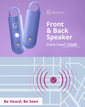 Vantamo Personal Alarm for Self Defense with Low Battery Notice, Strobe Light & Extra Loud 130 dB Double Speakers Safety Keychain Set for Women, Rechargeable Panic Button for Womens Self Defense