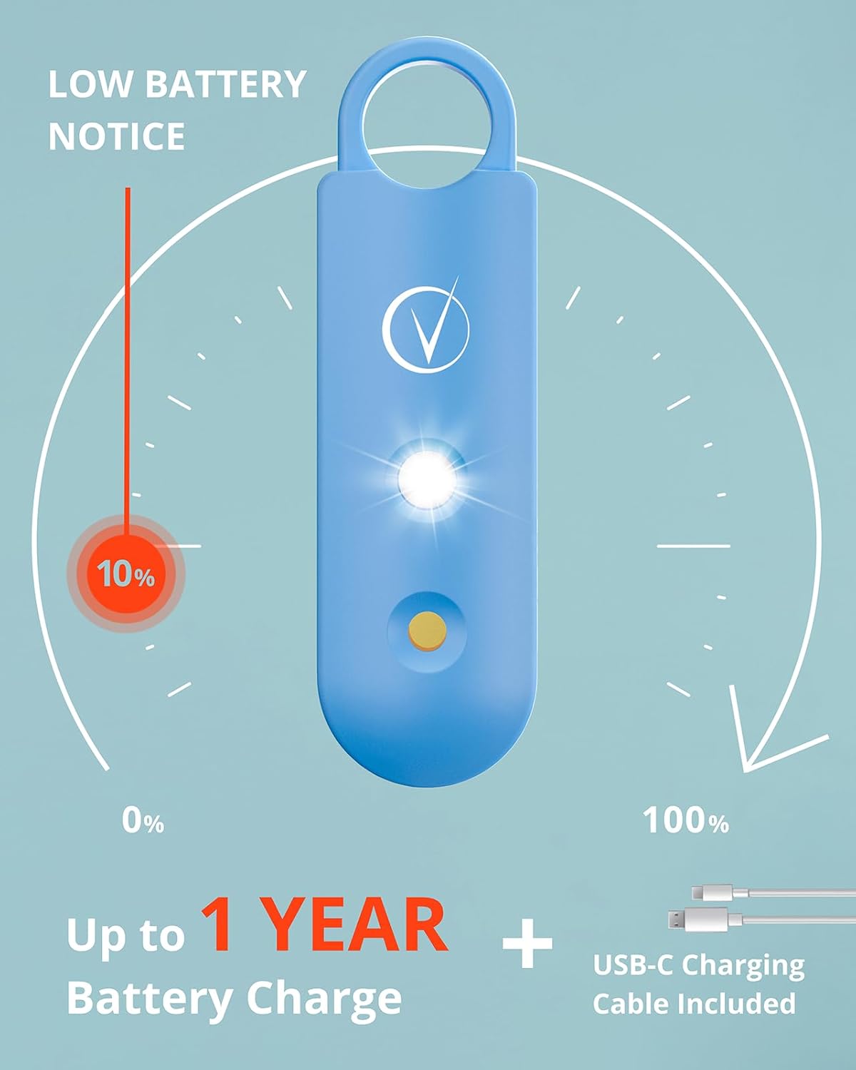 Vantamo Personal Alarm for Women - Extra Loud Double Speakers, First with Low Battery Notice with Strobe Light, Rechargeable - Safety Alarm Keychain