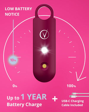 Vantamo Personal Alarm for Women - Extra Loud Double Speakers, First with Low Battery Notice with Strobe Light, Rechargeable - Safety Alarm Keychain