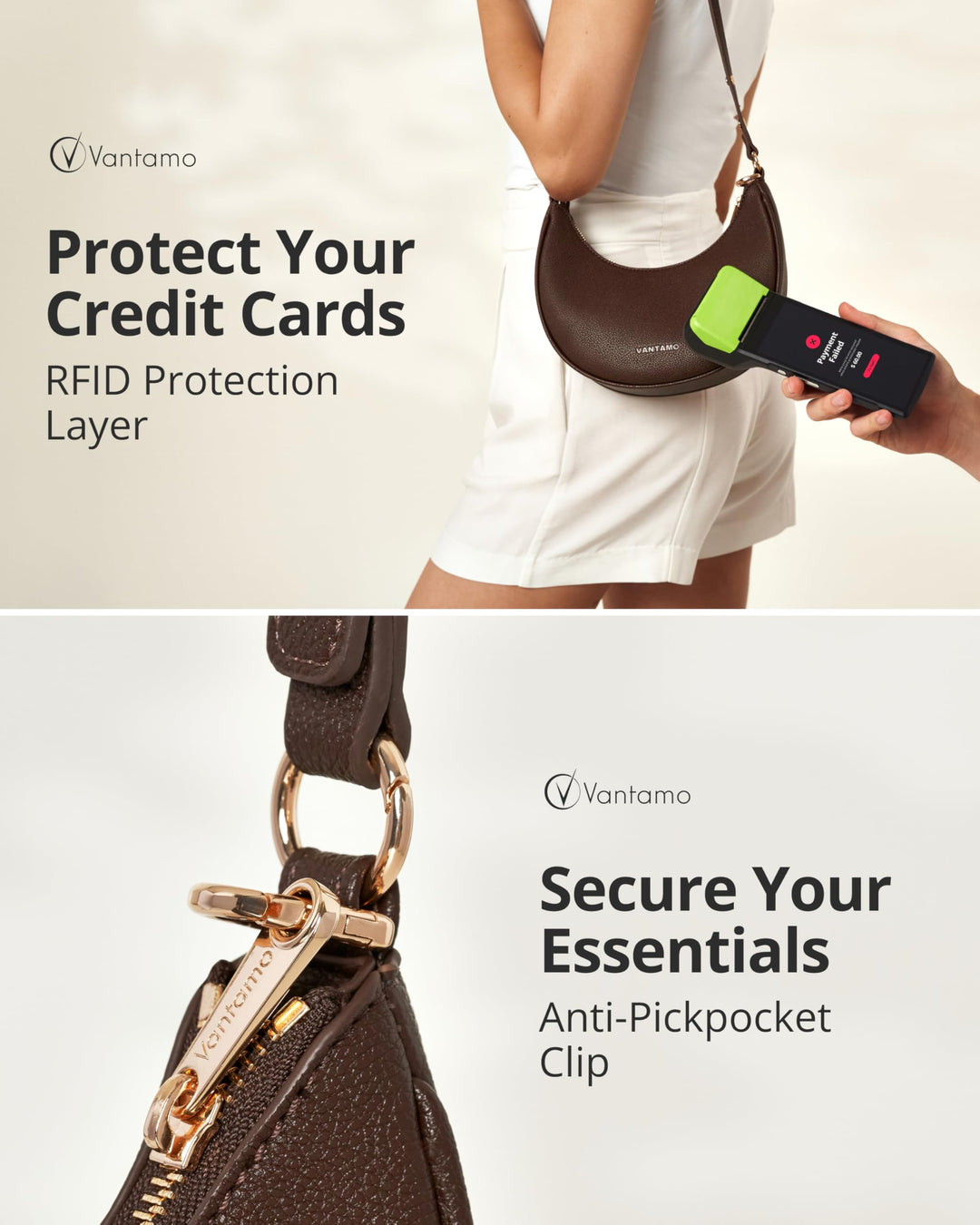 Crescent Bags For Women with RFID Protection