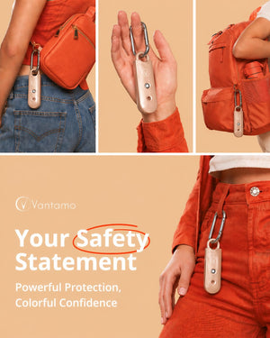 Vantamo Personal Alarm for Self Defense with Low Battery Notice, Strobe Light & Extra Loud 130 dB Double Speakers Safety Keychain Set for Women, Rechargeable Panic Button for Womens Self Defense