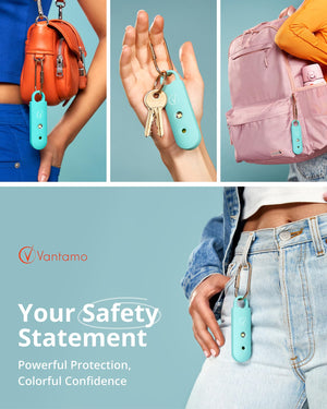 Vantamo Personal Alarm for Self Defense with Low Battery Notice, Strobe Light & Extra Loud 130 dB Double Speakers Safety Keychain Set for Women, Rechargeable Panic Button for Womens Self Defense