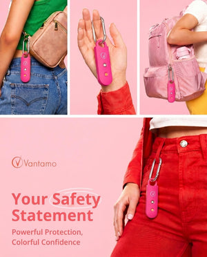Vantamo Personal Alarm for Self Defense with Low Battery Notice, Strobe Light & Extra Loud 130 dB Double Speakers Safety Keychain Set for Women, Rechargeable Panic Button for Womens Self Defense