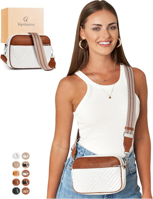 Vantamo Shoulder Bag for Women - Faux Leather Crossbody Bag with Anti Theft RFID Protection & Adjustable Strap.