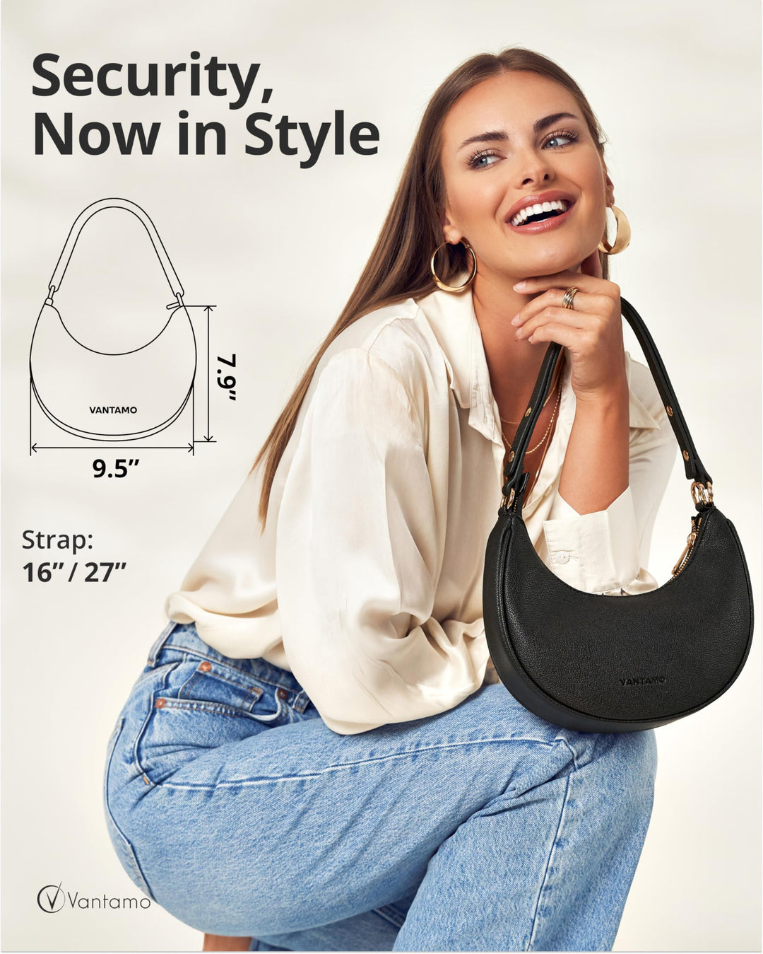 Crescent Bags For Women with RFID Protection