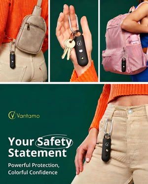 Vantamo Personal Alarm for Self Defense with Low Battery Notice, Strobe Light & Extra Loud 130 dB Double Speakers Safety Keychain Set for Women, Rechargeable Panic Button for Womens Self Defense