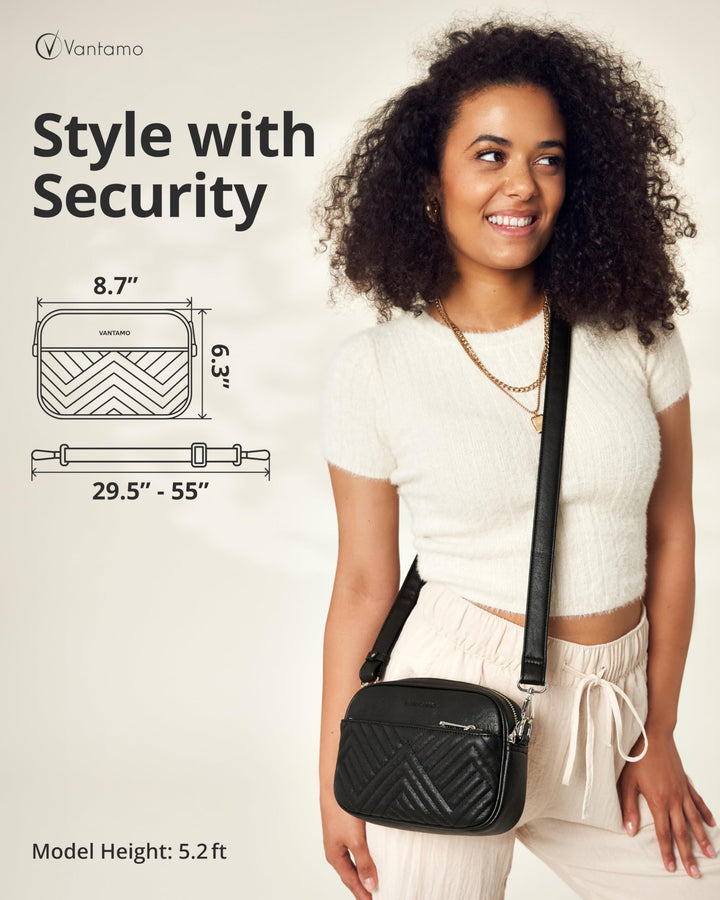 Quilted Crossbody Bags for Women with Anti-Pickpocket Clip