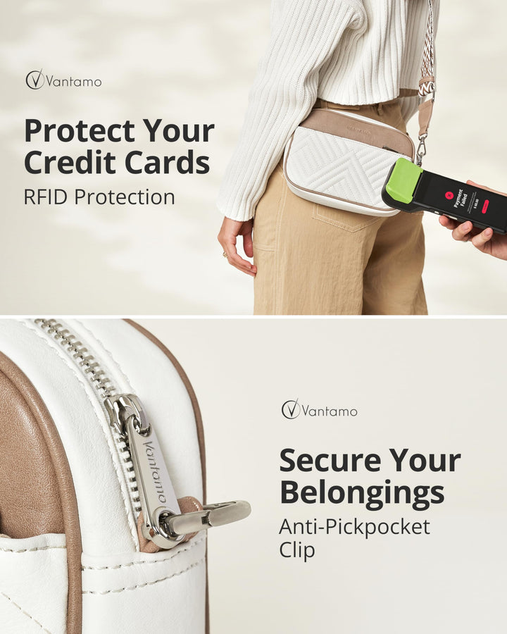 Quilted Crossbody Bags for Women with Anti-Pickpocket Clip