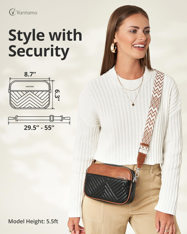 Quilted Crossbody Bags for Women with Anti-Pickpocket Clip