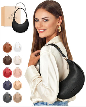 Vantamo Purse For Women, Small Trendy Crescent Moon Shoulder Hand Bag, Faux Leather, Anti Theft RFID Block & Adjustable Strap