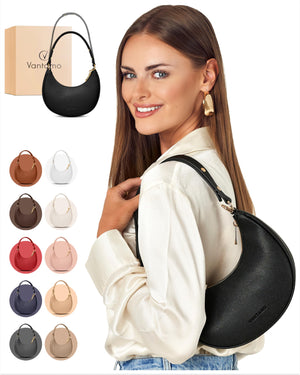 Vantamo Purse For Women, Small Trendy Crescent Moon Shoulder Hand Bag, Faux Leather, Anti Theft RFID Block & Adjustable Strap