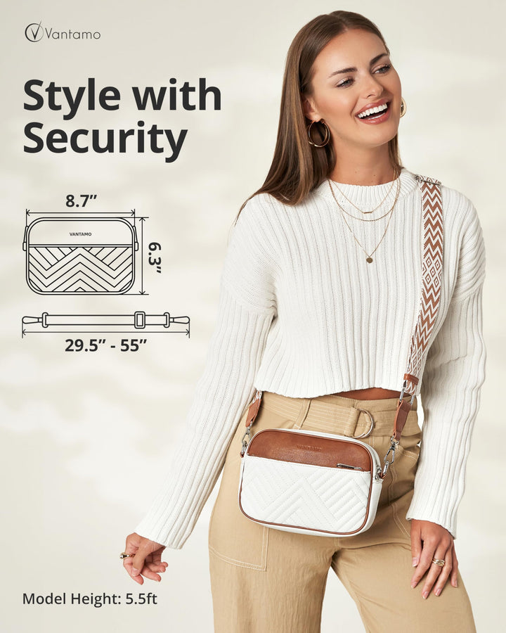 Quilted Crossbody Bags for Women with Anti-Pickpocket Clip