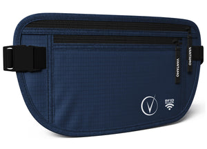 Vantamo Hidden Money Belt For Extra Safety, RFID Protected Ultra-Thin Fanny Pack, 2 Compartment Money Bag Fits Passport & Phone to Protect Valuables, Belt Bag for Traveling, Hiking & Walks