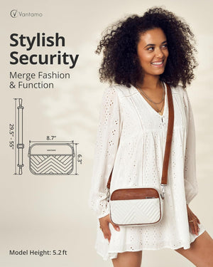 Vantamo Shoulder Bag for Women - Faux Leather Crossbody Bag with Anti Theft RFID Protection & Adjustable Strap.