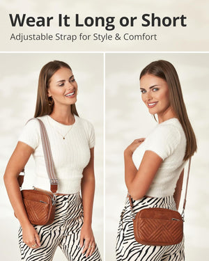 Vantamo Shoulder Bag for Women - Faux Leather Crossbody Bag with Anti Theft RFID Protection & Adjustable Strap.