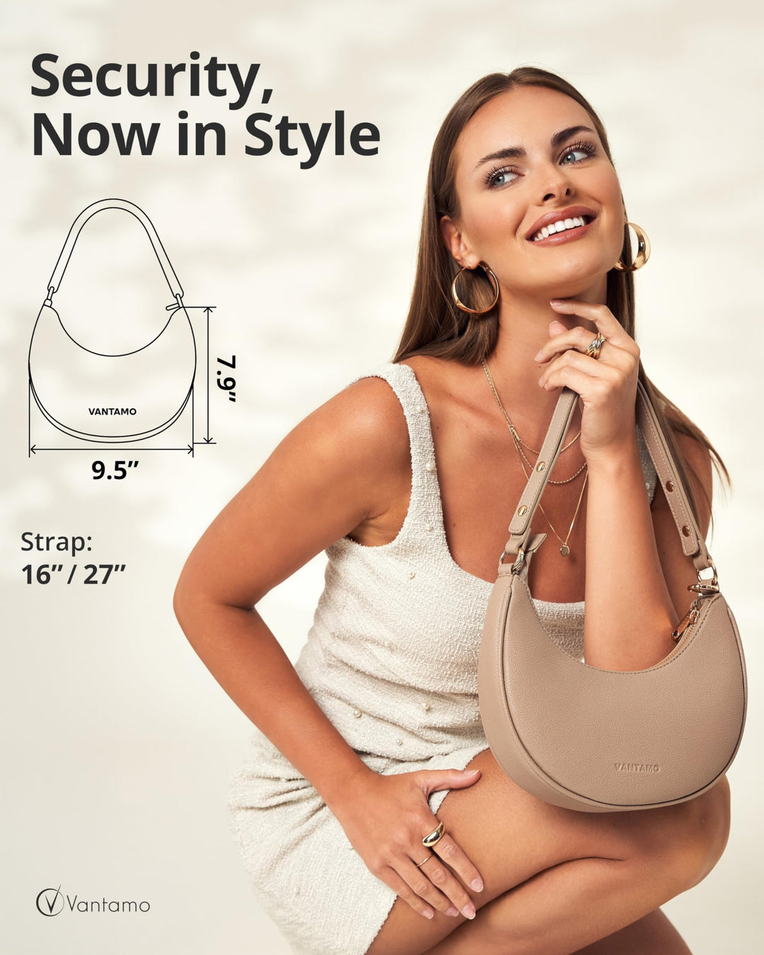 Crescent Bags For Women with RFID Protection