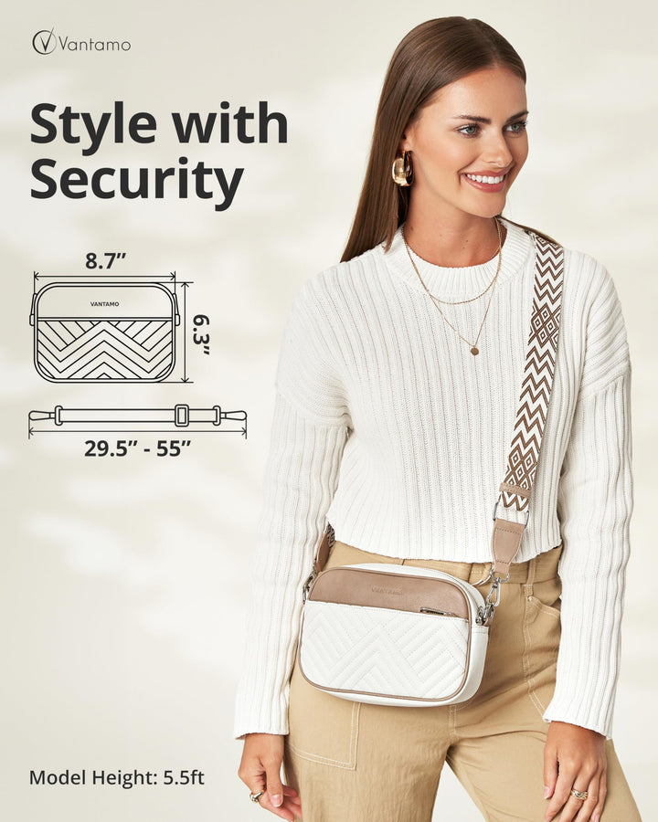 Quilted Crossbody Bags for Women with Anti-Pickpocket Clip