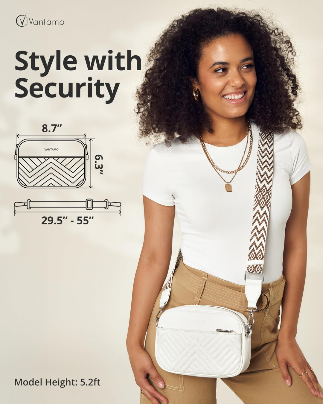 Quilted Crossbody Bags for Women with Anti-Pickpocket Clip