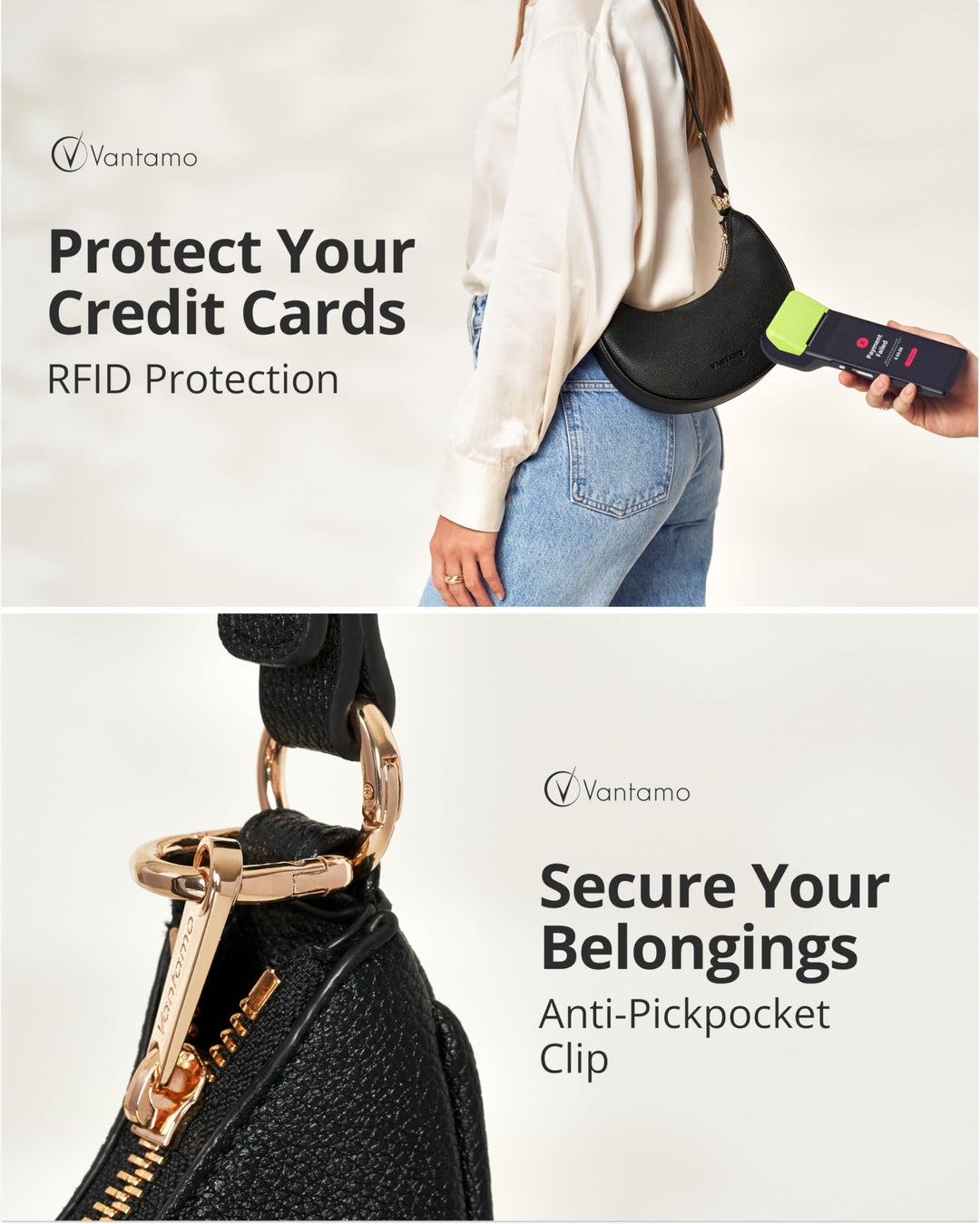 Crescent Bags For Women with RFID Protection